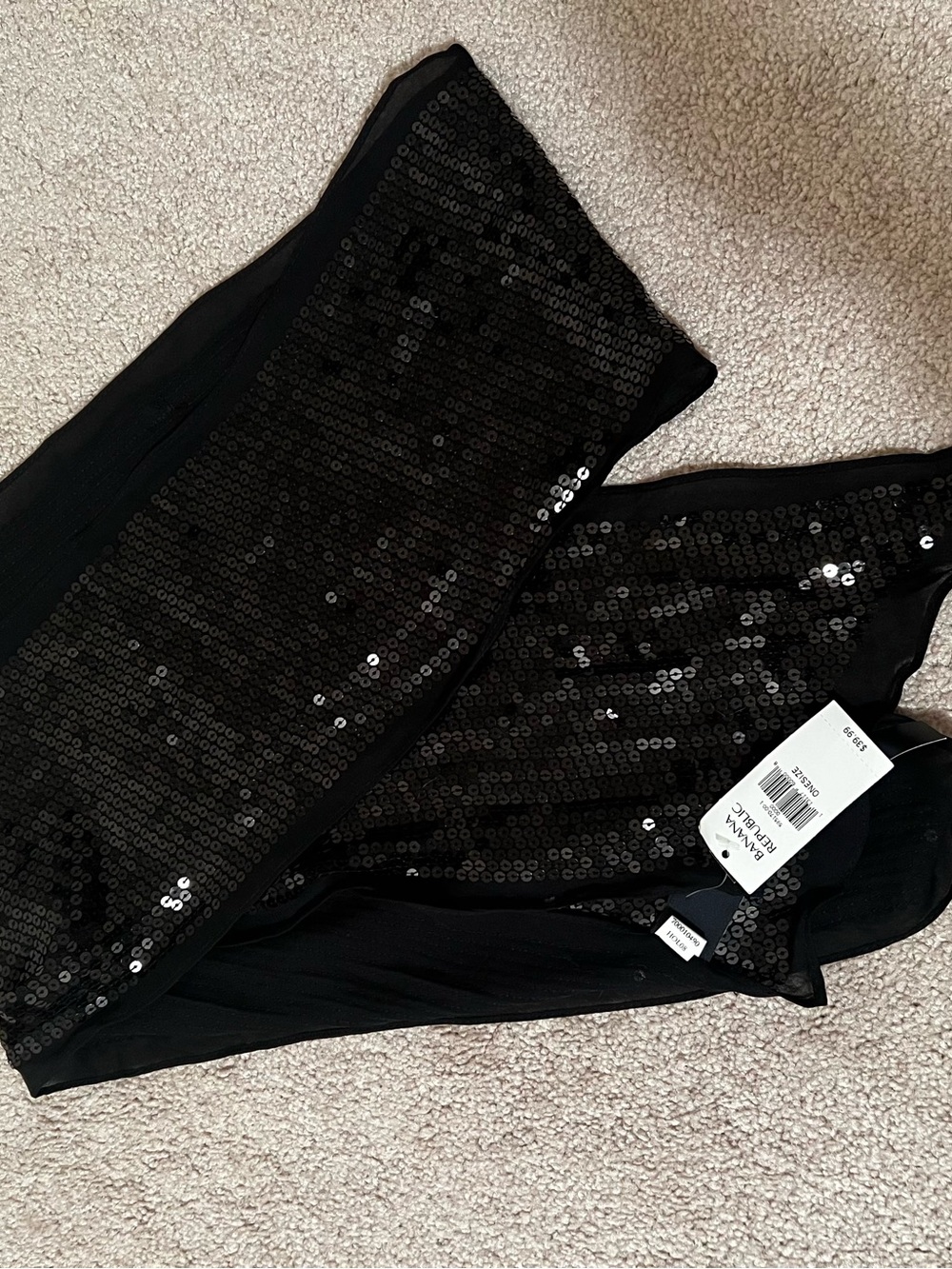 Banana Republic Black Sequin Strapless Top